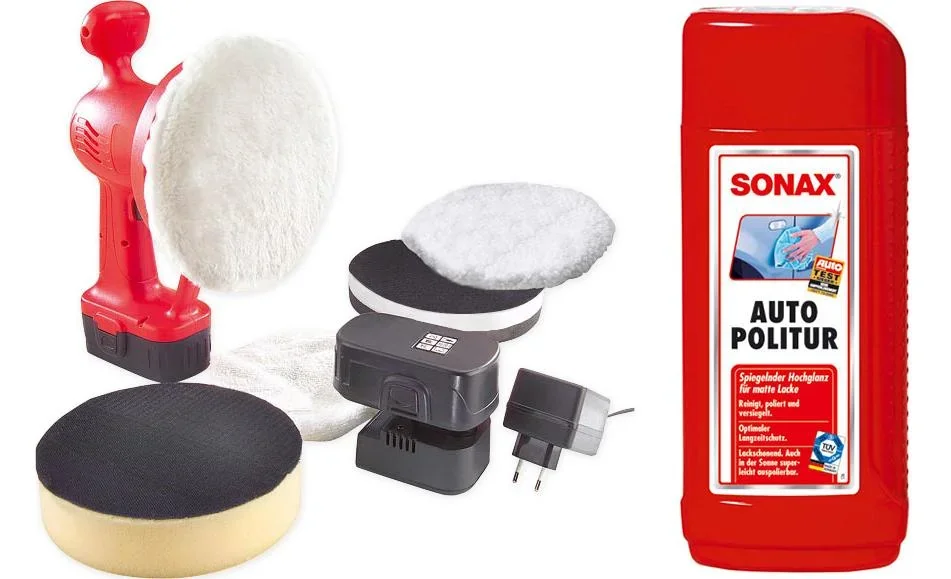 Akku Poliermaschine 18 Volt/ 12-teiliges Lackpflege Set - 3