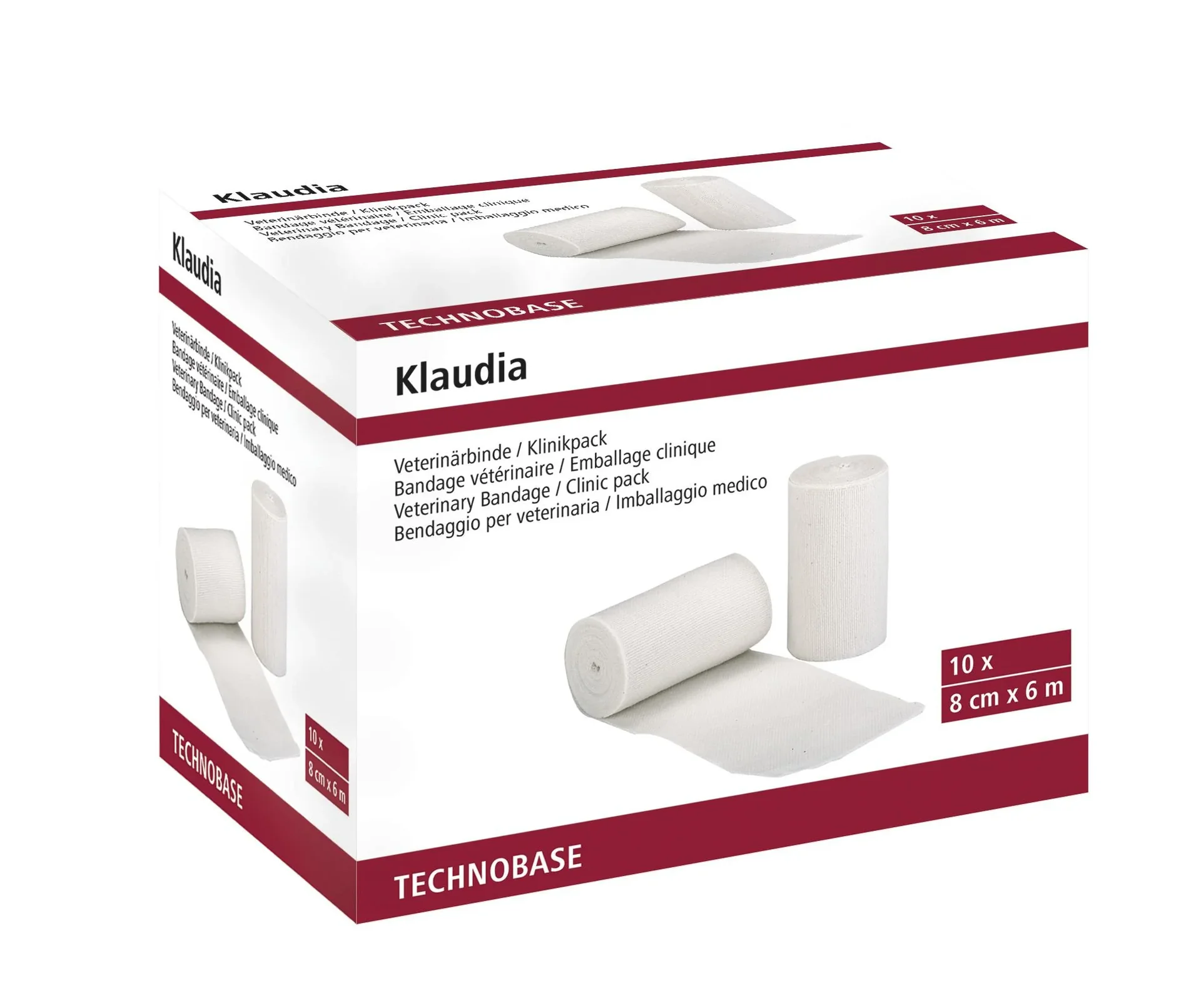 Veterinärbinde Klaudia 8 cm x 6 m, 10 St. im Klinikpack - 0