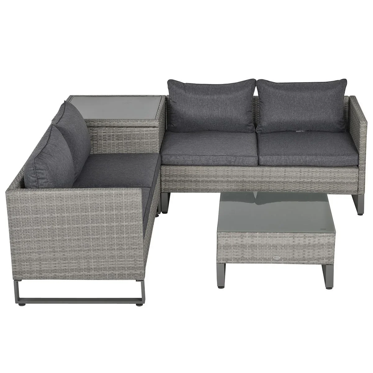 4-tlg. Luxus Polyrattan Gartengarnitur Gartenmöbel Garten-Set Sitzgruppe Loungeset Loungemöbel inkl. Aufbewahrungsbox un - 1