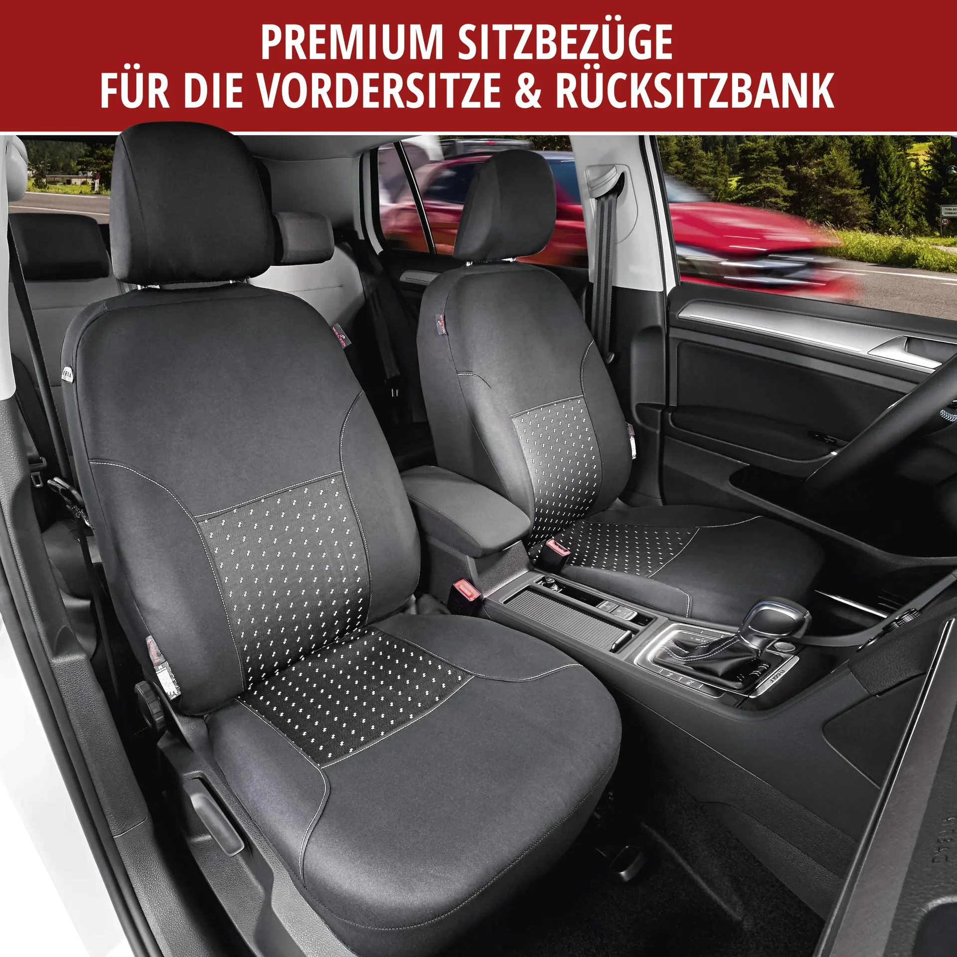 Autositzbezug Premium DotSpot, PKW-Schonbezüge Komplettset grau/schwarz - 1