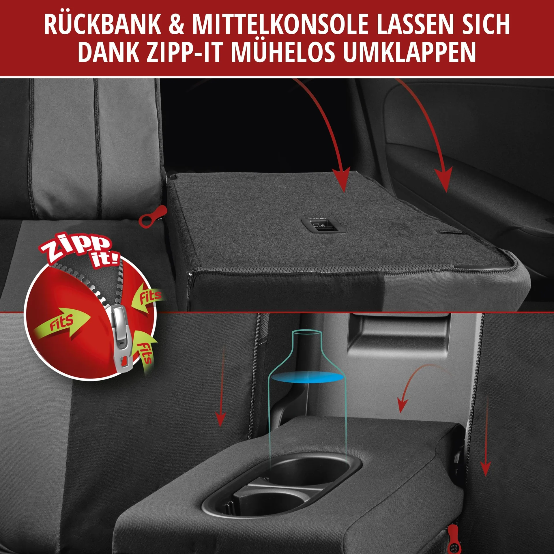 Autositzbezug Premium DotSpot, PKW-Schonbezüge Komplettset grau/schwarz - 2