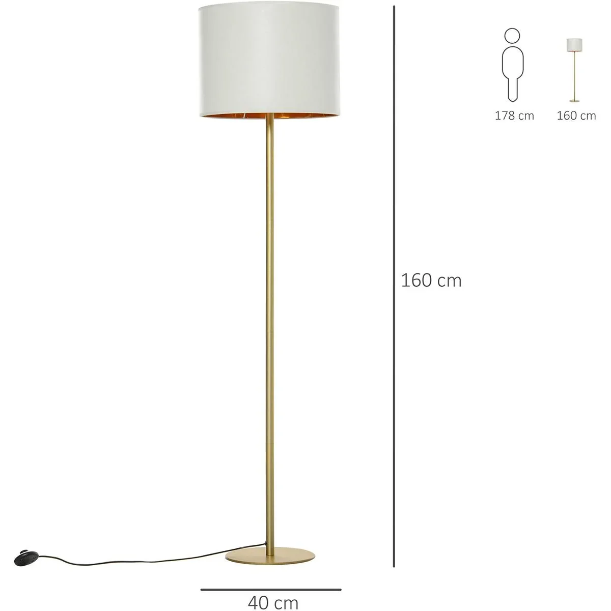 Stehleuchte mit Kunstleder-Schirm - 4