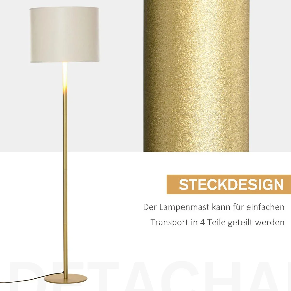 Stehleuchte mit Kunstleder-Schirm - 6