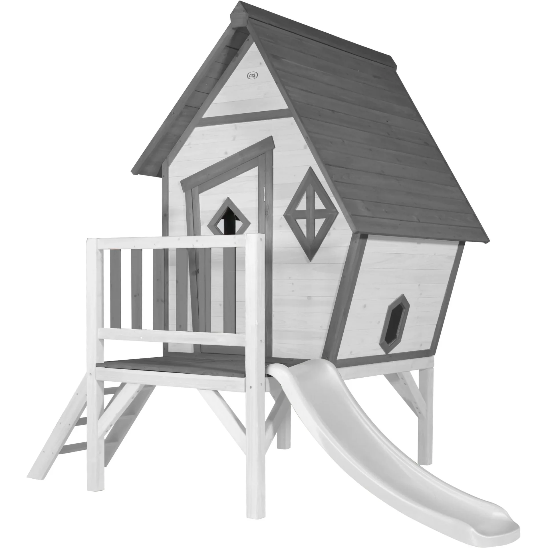 Cabin XL Spielhaus Grau/weiß - Weiße Rutsche - 2