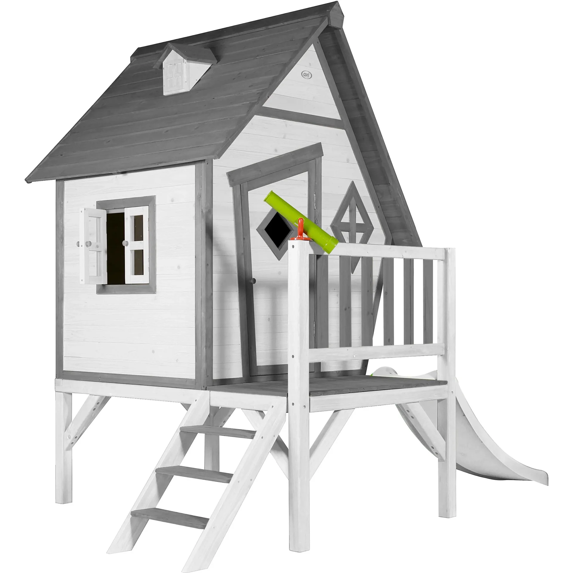 Cabin XL Spielhaus Grau/weiß - Weiße Rutsche - 3