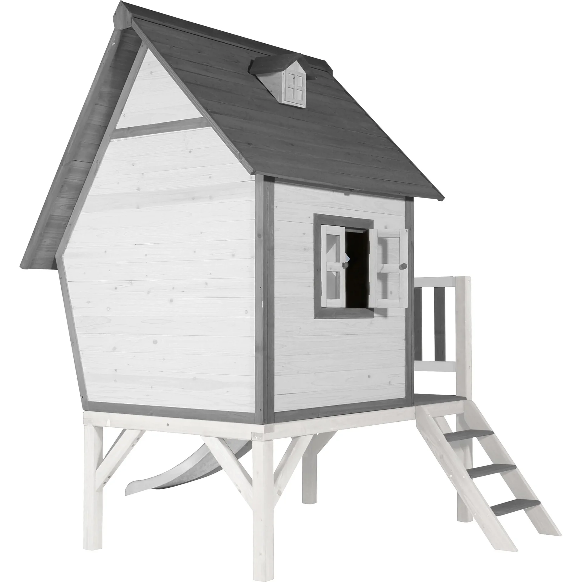 Cabin XL Spielhaus Grau/weiß - Weiße Rutsche - 6