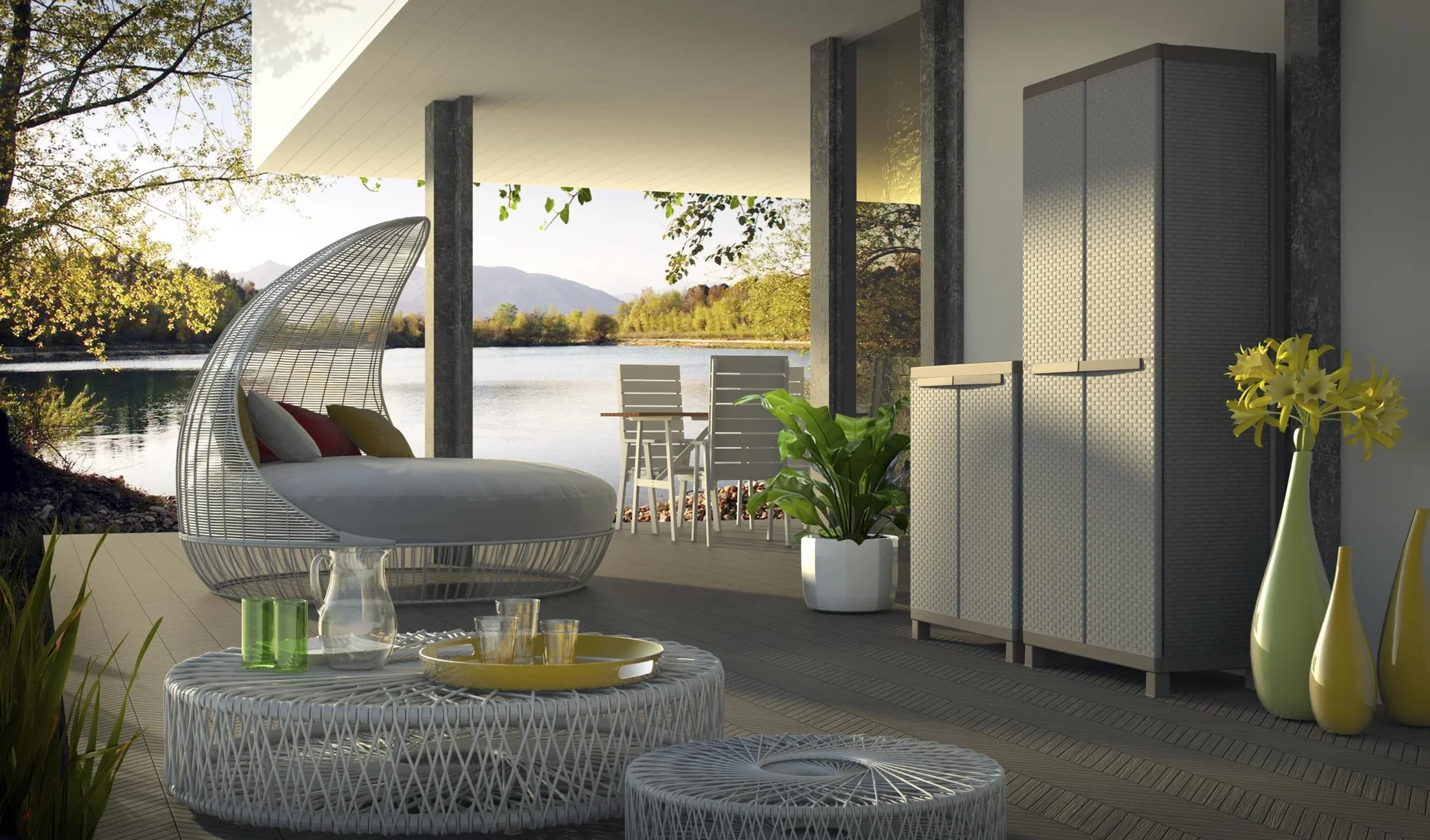 Kunststoffschrank C-Rattan 680 für den wettergeschützten Außen- und Innenbereich - 0