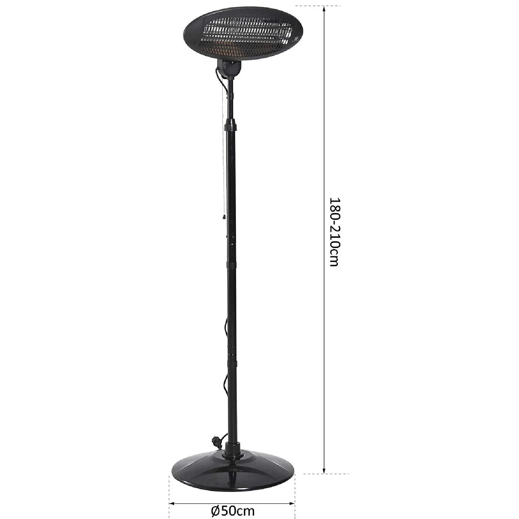 Heizstrahler Freistehender Terrassenheizer Quartz elektrisch 360° drehbar 2KW Ø50 x H(180-210) cm - 5