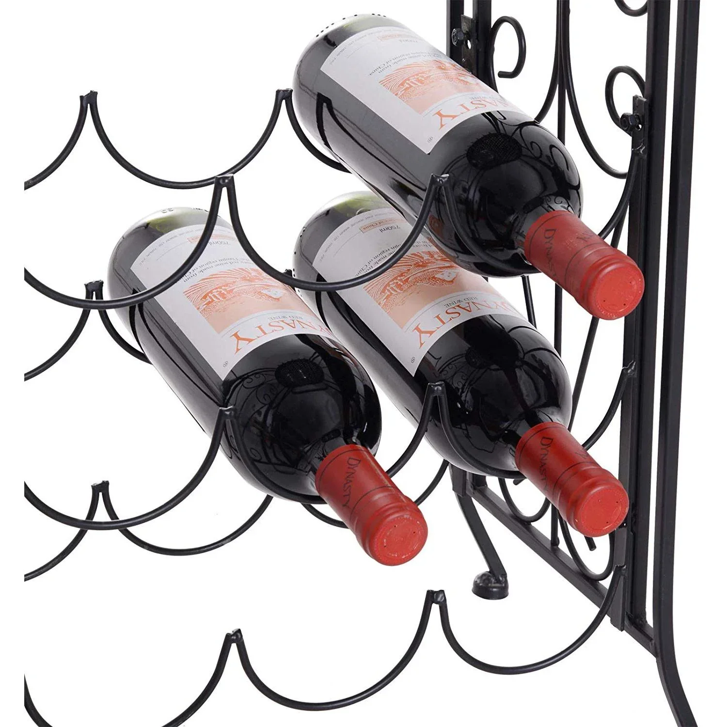 Weinregal Flaschenregal Weinschrank Weinständer für 9 Flaschen und Gläser Metall Schwarz T28,5 x B46 x H77,5 cm - 1