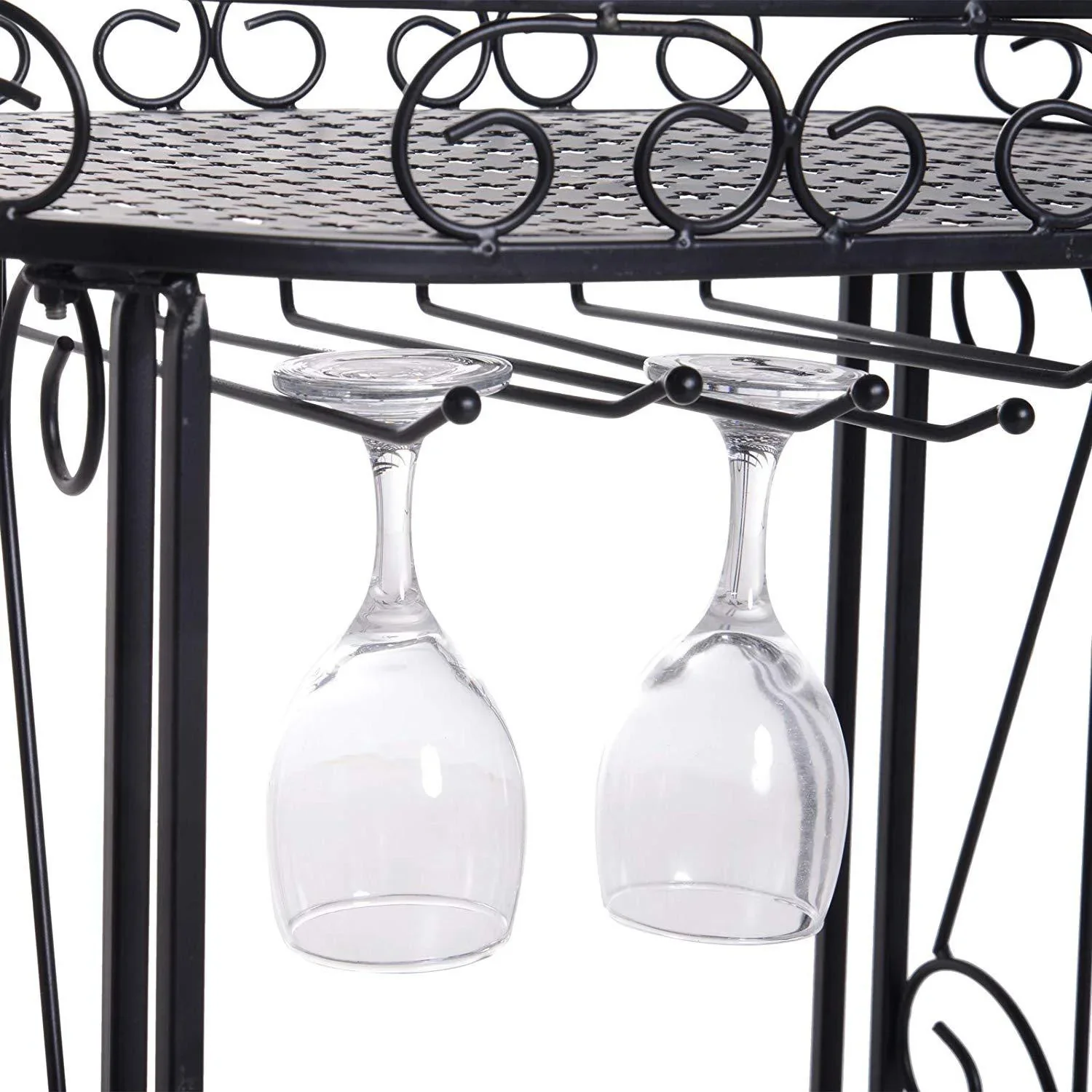 Weinregal Flaschenregal Weinschrank Weinständer für 9 Flaschen und Gläser Metall Schwarz T28,5 x B46 x H77,5 cm - 7