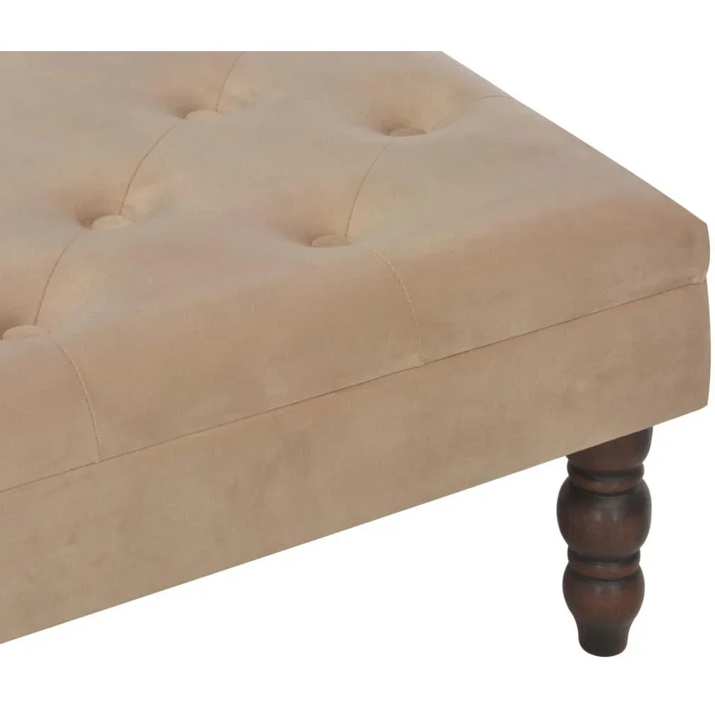 Hocker 60x60x36 cm Samt beige - 1