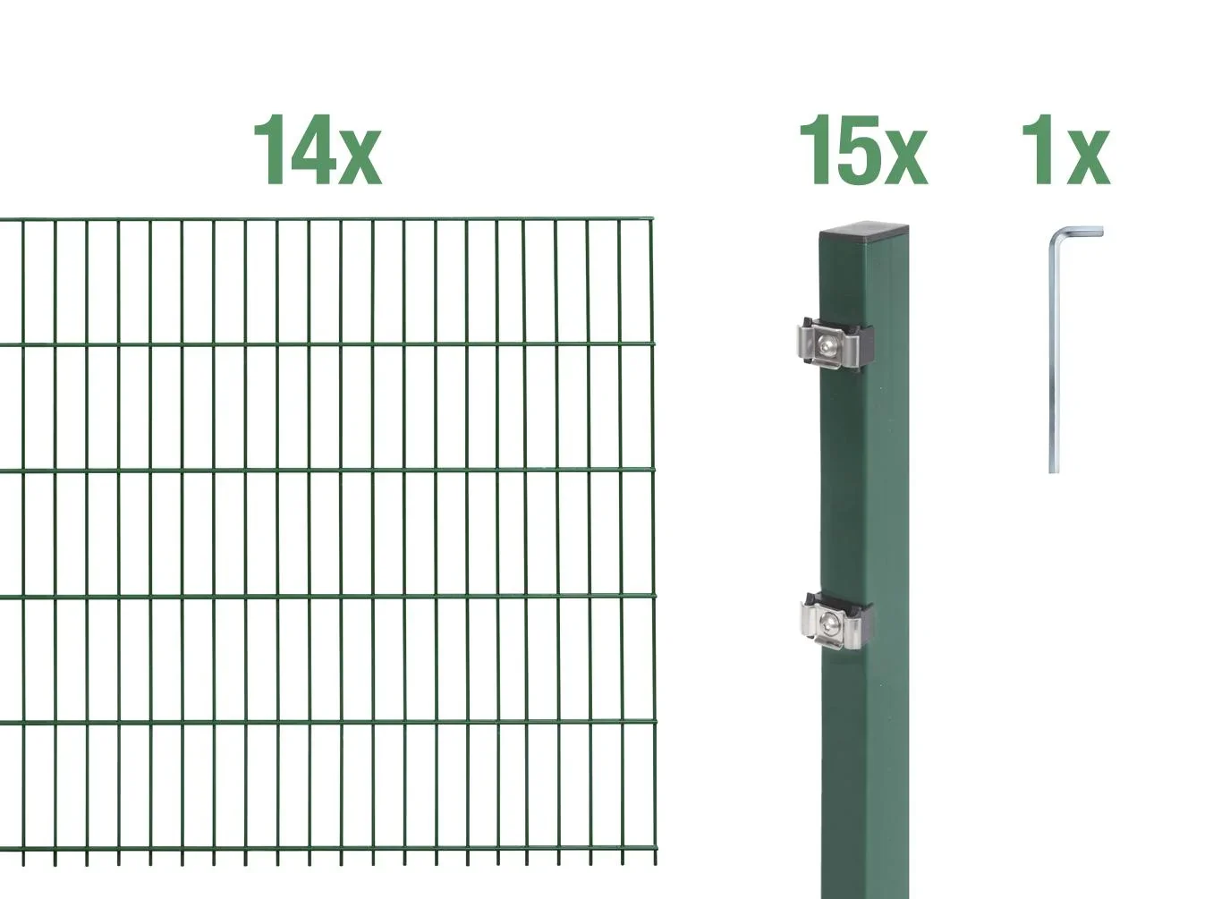 Doppelstabmattenzaun Komplettset, grün, Höhe 140 cm, Länge 28 m - 3