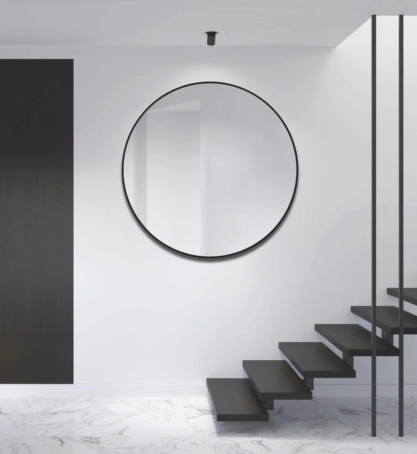 Dekorativer Wandspiegel "Black OROS" - matt Ø 120 cm - hochwertiger robuster Aluminiumrahmen in schwarz matt - 6