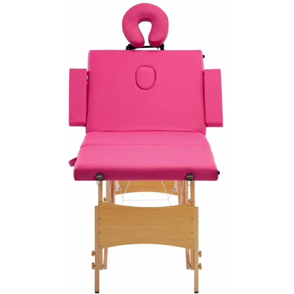Massagetisch faltbar 4 Zonen Holz rosa - 0