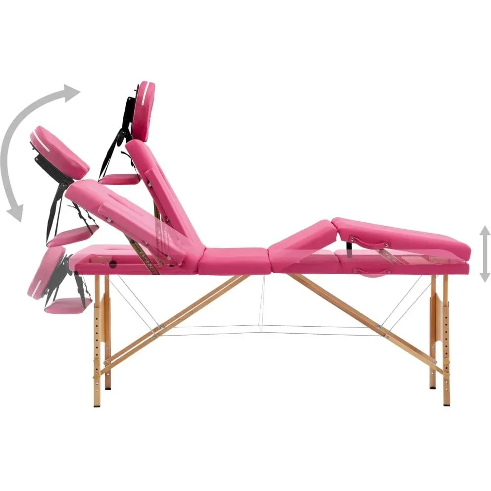 Massagetisch faltbar 4 Zonen Holz rosa - 2