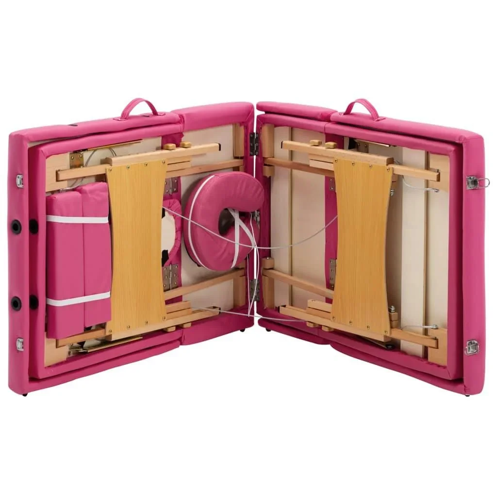 Massagetisch faltbar 4 Zonen Holz rosa - 5
