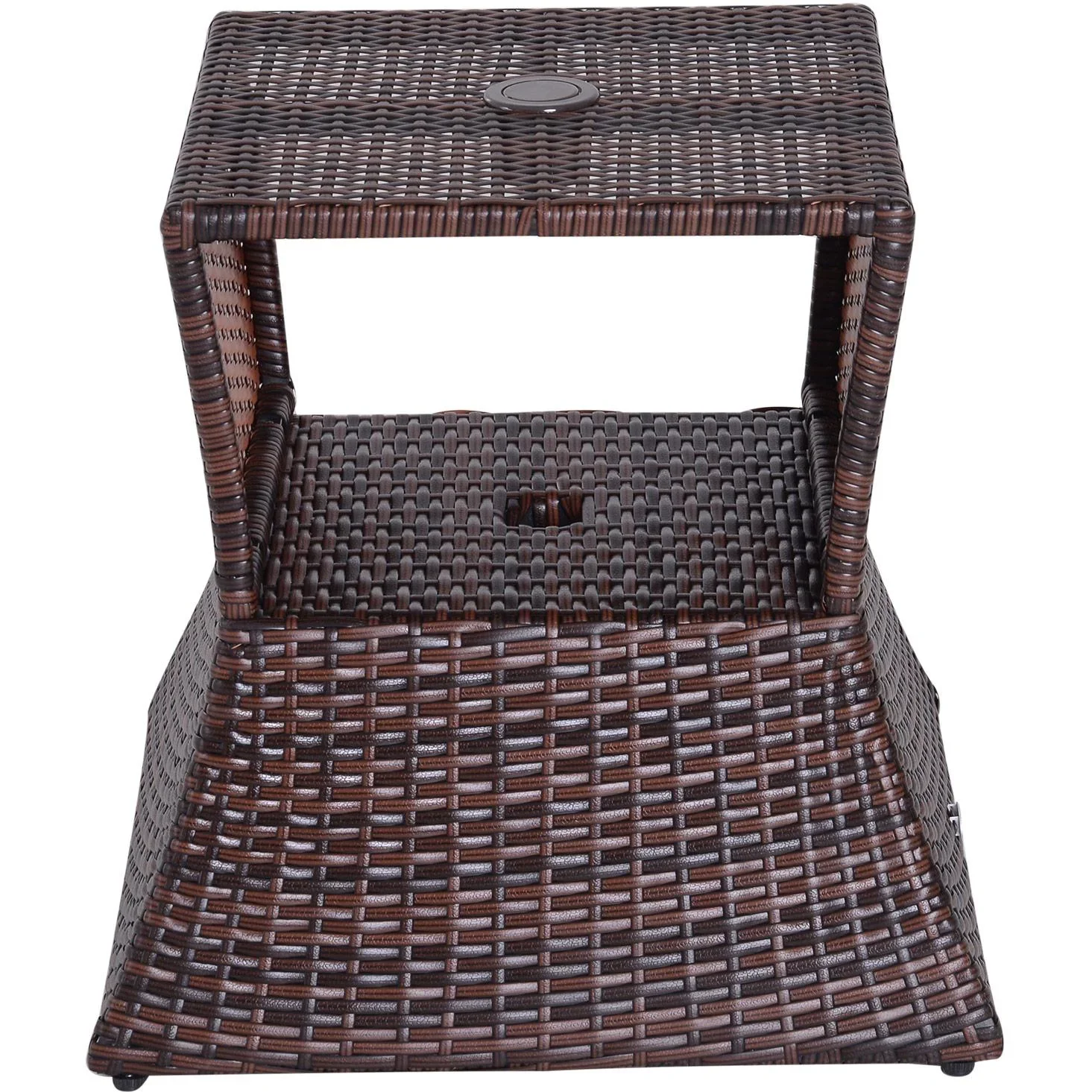 Gartentisch Beistelltisch Sonnenschirmständer Gartenmöbel Terrasse Polyrattan Braun 54 x 54 x 55 cm - 0