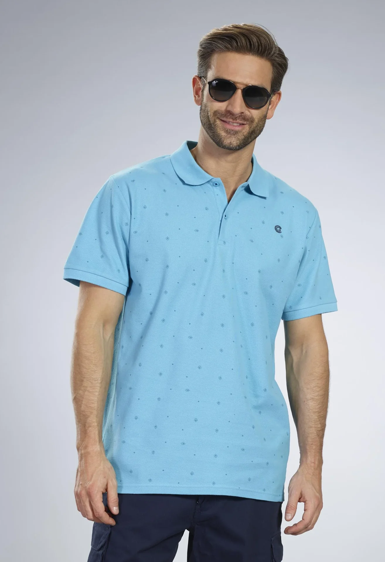 Poloshirt bedruckt, Farbe apua, Gr.M - 2