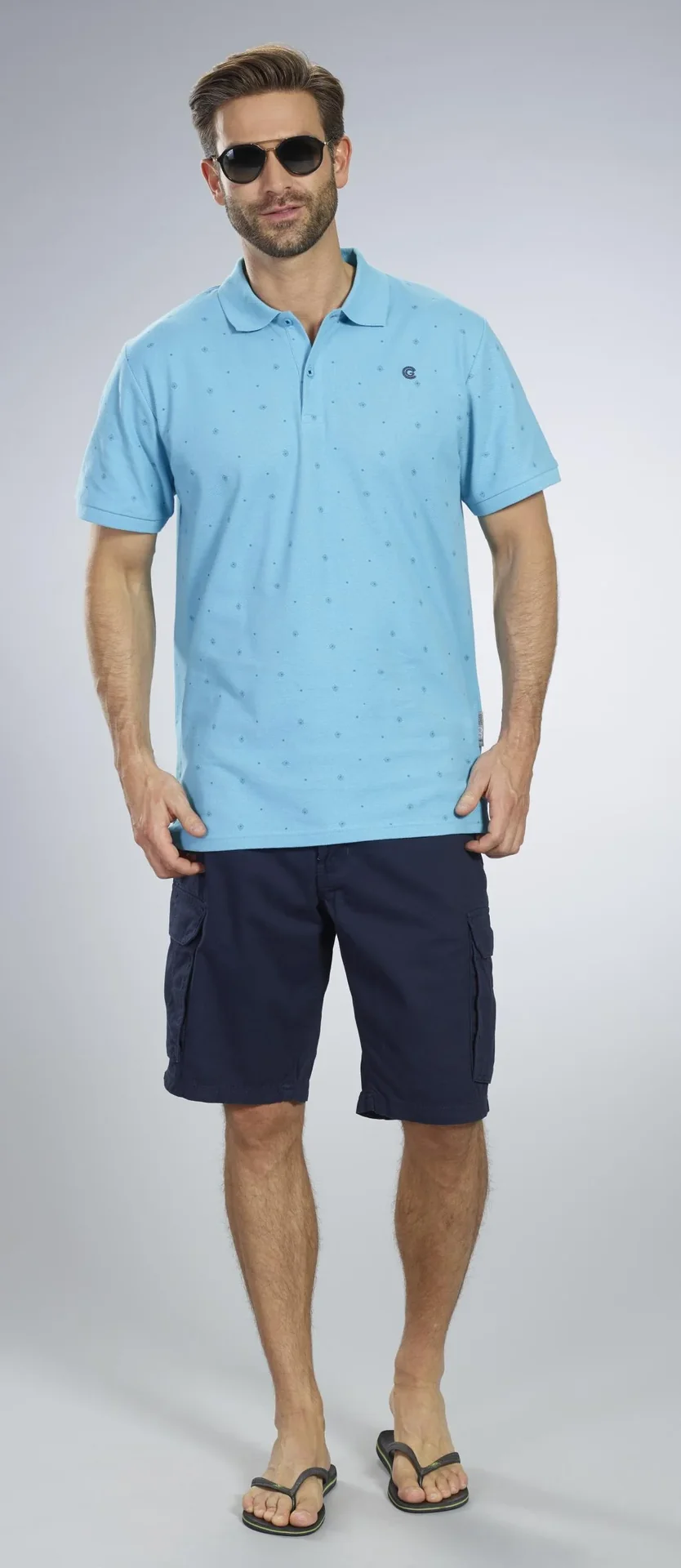 Poloshirt bedruckt, Farbe apua, Gr.M - 5