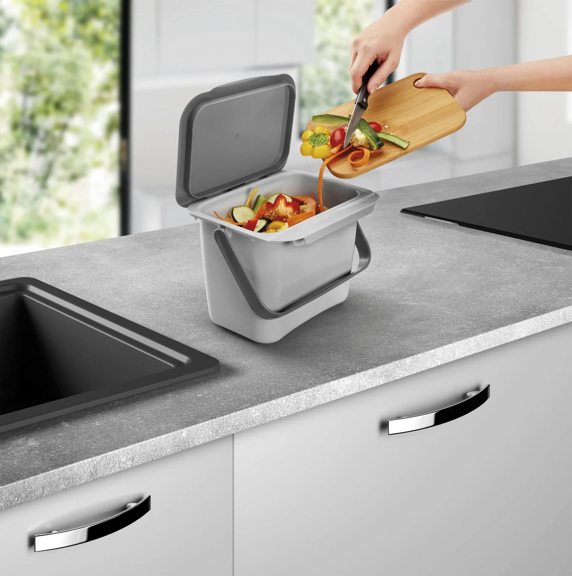 Abfallsammler Bin-Tex, grau mit Deckel - 5