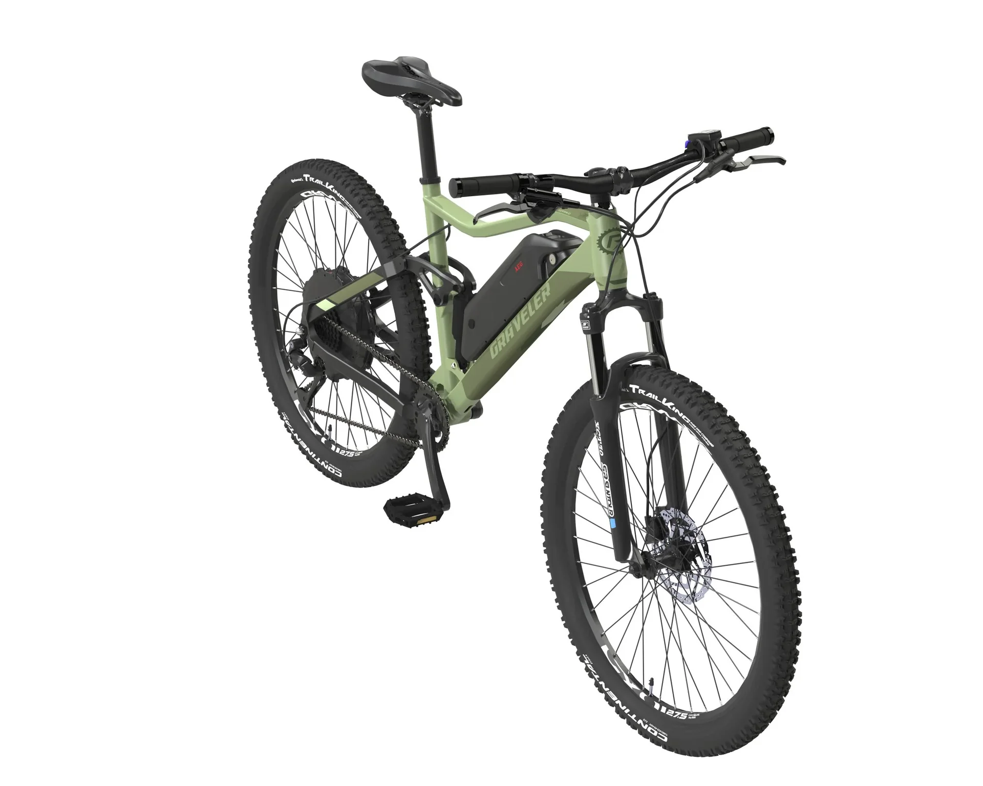 Unisex E-Bike MTB 27,5 Zoll, Rahmengröße 48 cm, 9-Gang Kettenschaltung, olivgrün matt, GRAVELER 22.EMM.10 - 0