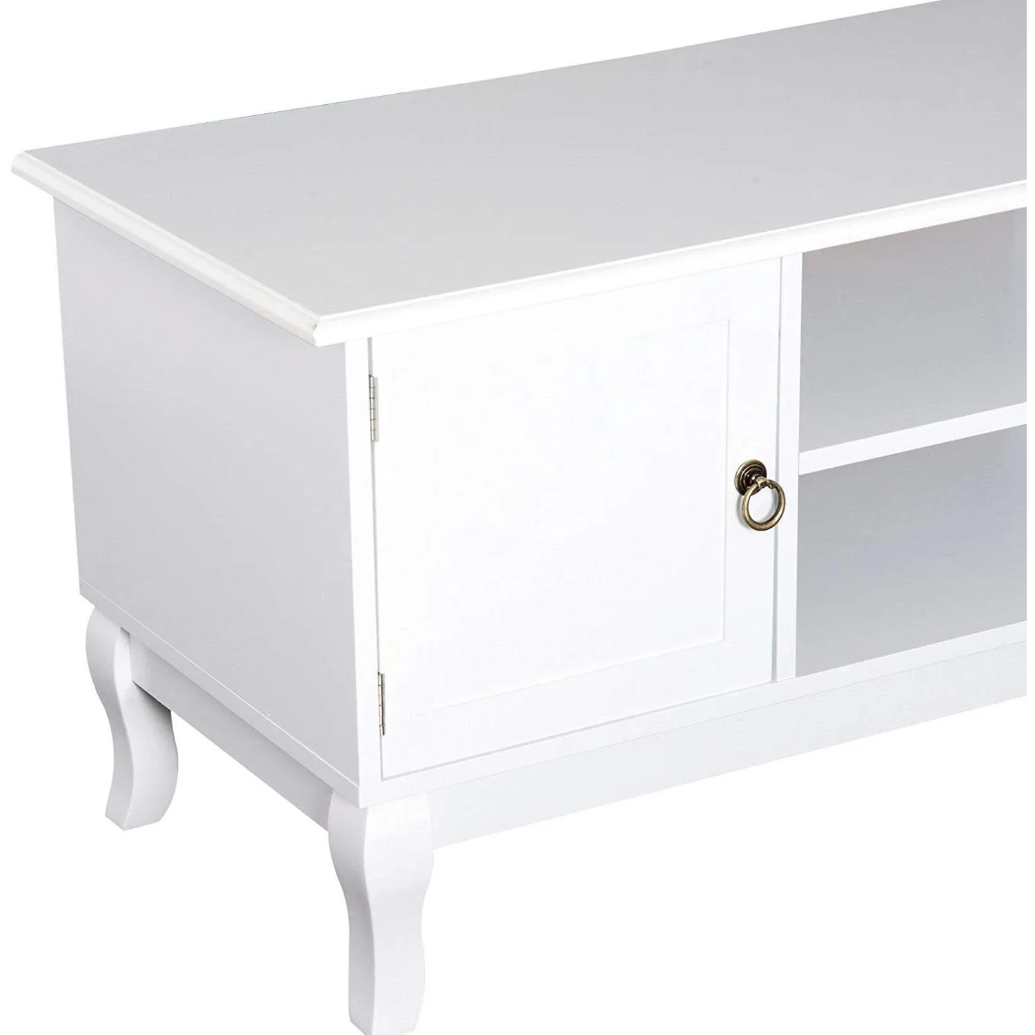 TV Lowboard Fernsehtisch Ständer Holzfüße MDF Weiß - 4