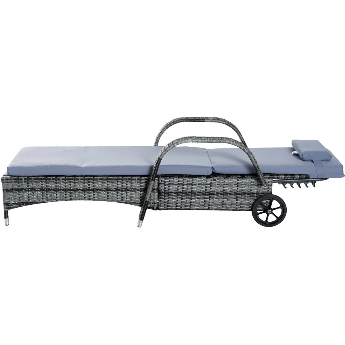 Rattan-Gartenliege als 3-teiliges Set grau - 0