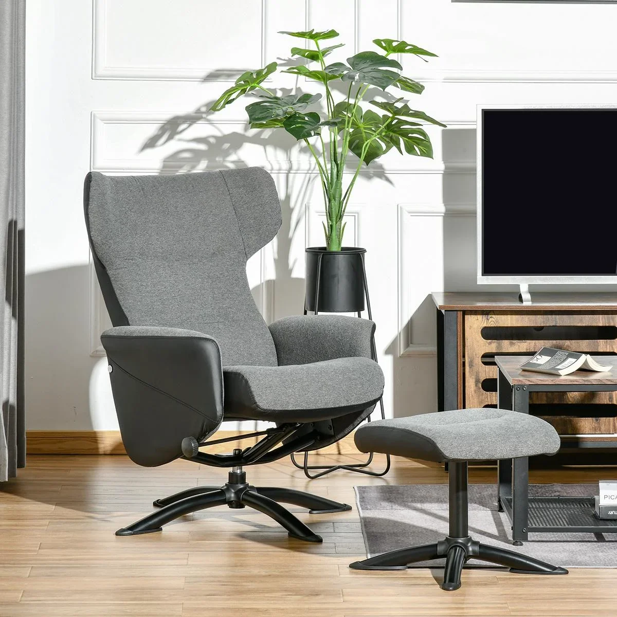 Ruhesessel Sessel Fernsehsessel Relaxsessel Liegesessel Ledersessel Loungesessel 360° drehbar mit Fußstütze und Couch ve - 1