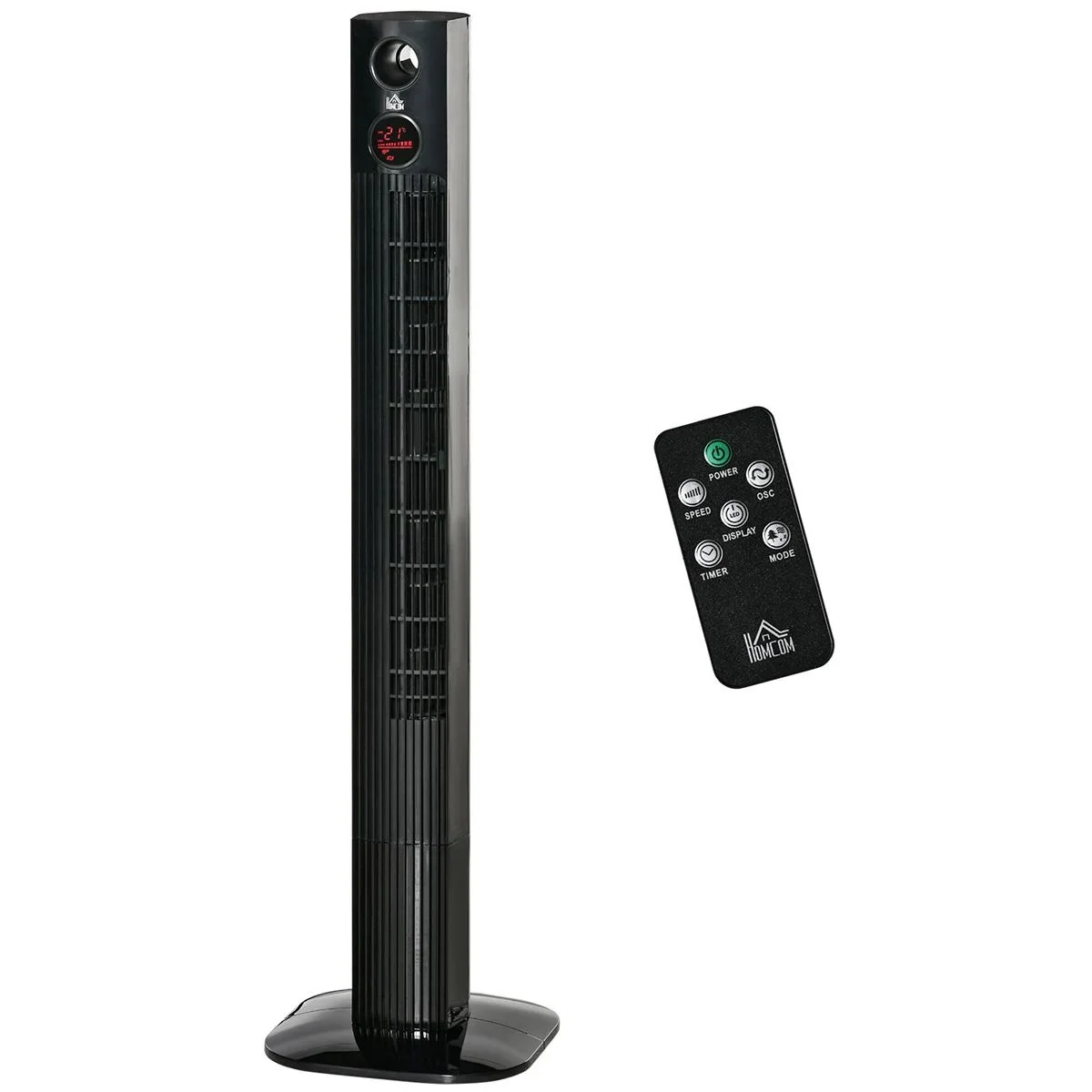 Turmventilator Aroma-Diffusor Timer-Funktion 3 Lüftungsstufen 45W 70° Oszillation Schwarz 31,5 x 31,5 x 117 cm - 1