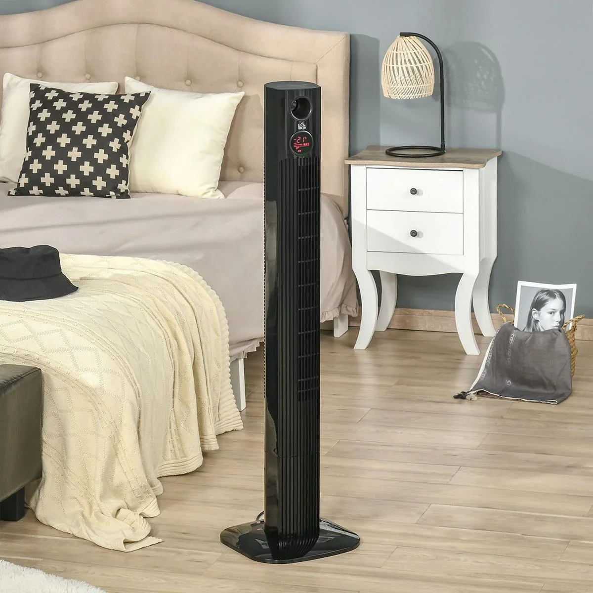Turmventilator Aroma-Diffusor Timer-Funktion 3 Lüftungsstufen 45W 70° Oszillation Schwarz 31,5 x 31,5 x 117 cm - 2