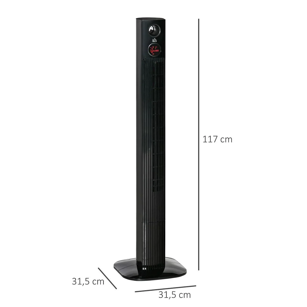 Turmventilator Aroma-Diffusor Timer-Funktion 3 Lüftungsstufen 45W 70° Oszillation Schwarz 31,5 x 31,5 x 117 cm - 3