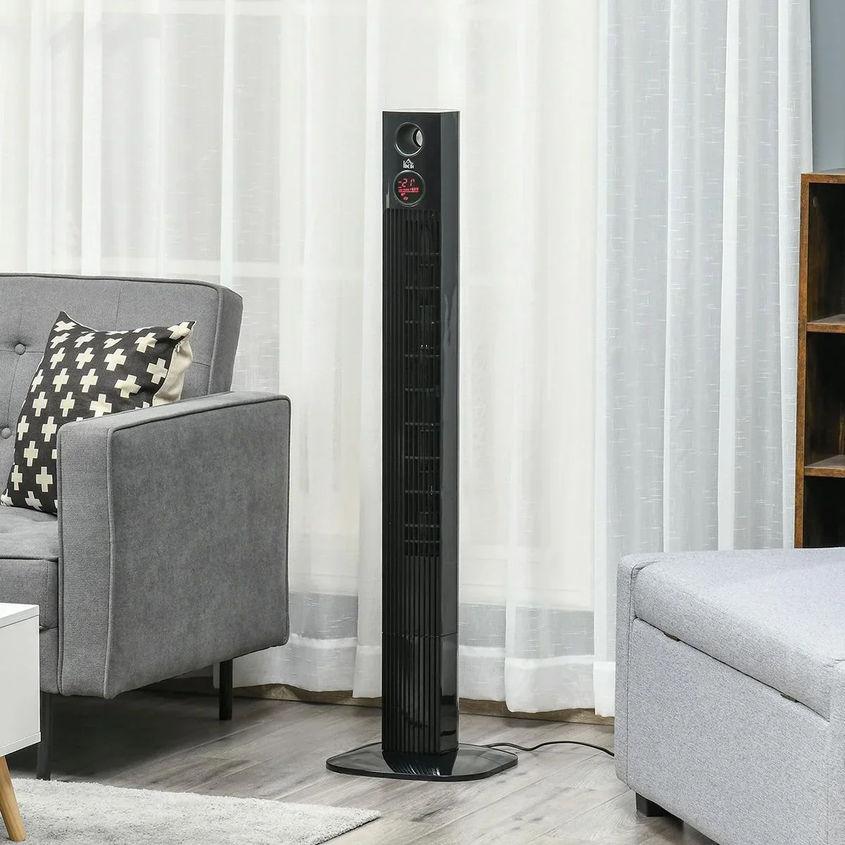 Turmventilator Aroma-Diffusor Timer-Funktion 3 Lüftungsstufen 45W 70° Oszillation Schwarz 31,5 x 31,5 x 117 cm - 4