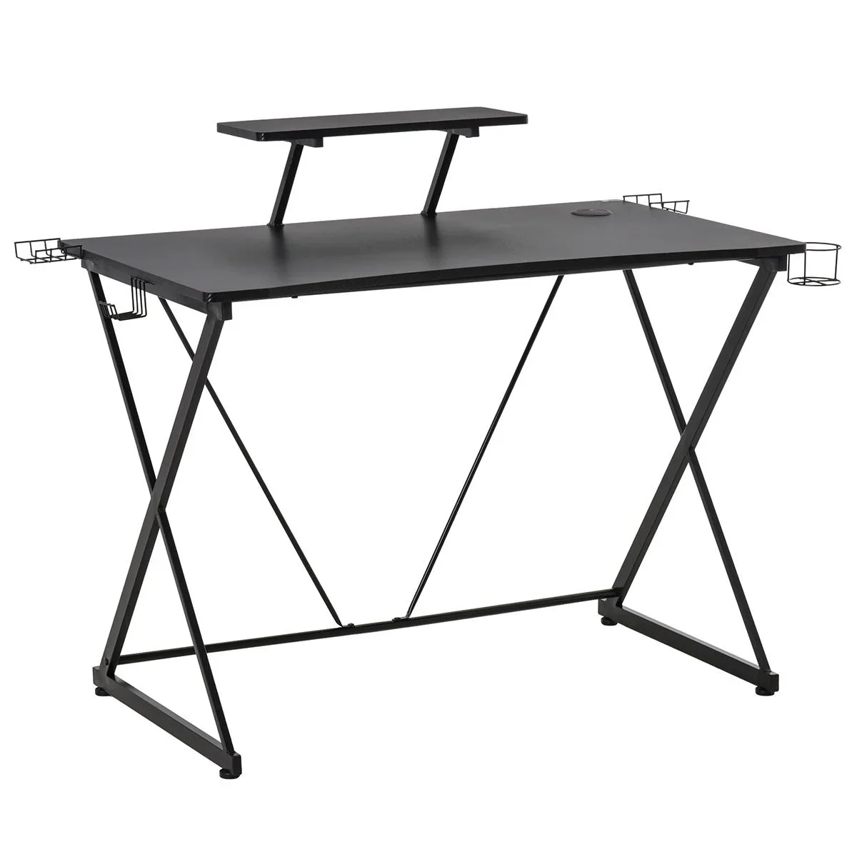 Gaming-Tisch Schreibtisch Computertisch PC Schreibtisch mit Kopfhörerhaken Getränkehalterung Ergonomisches Design Verste - 2