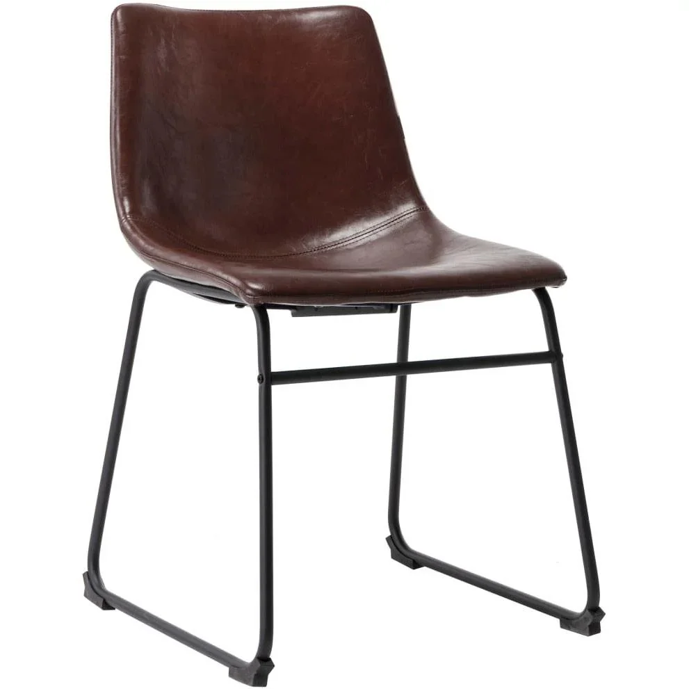 Esszimmerstühle 2tlg. glänzendes Kunstleder braun - 0