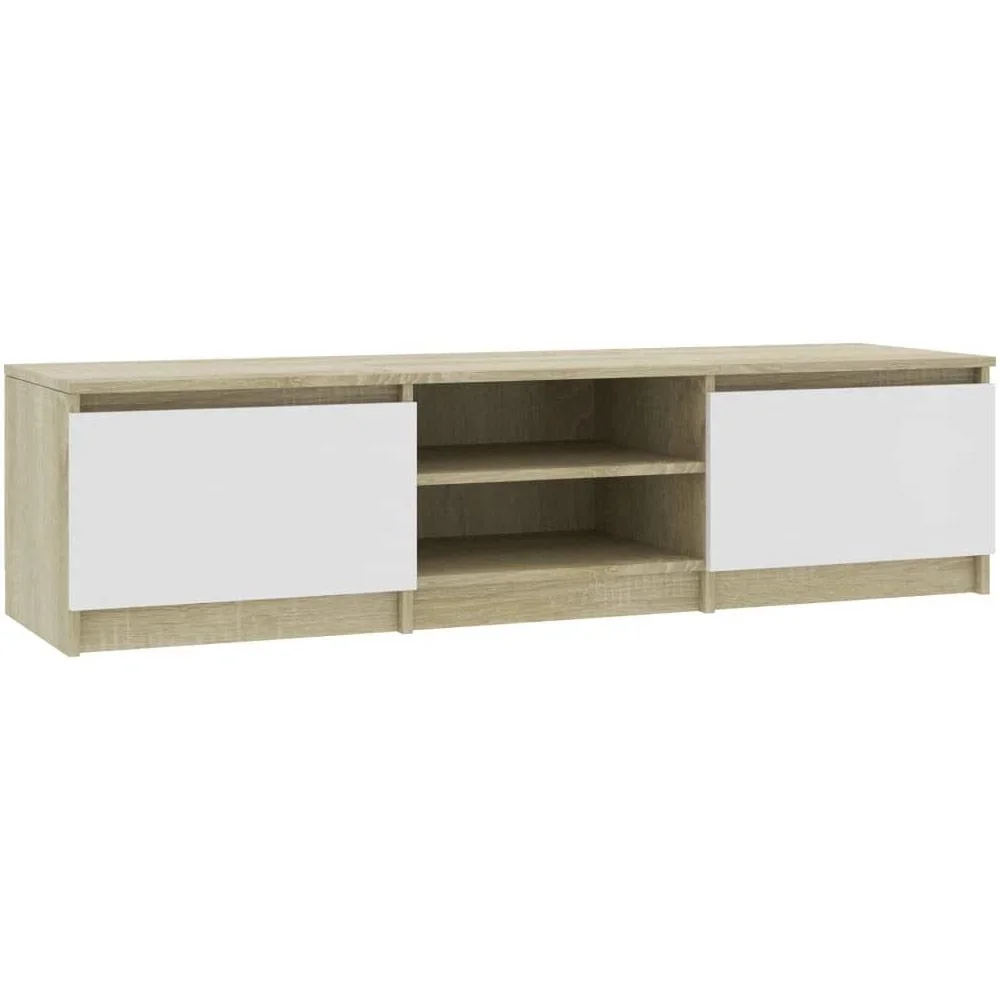 TV-Schrank 140x40x35,5 cm weiß und Sonoma-Eiche - 1