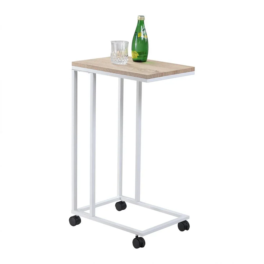 Beistelltisch - auf Rädern - 70 x 40 x 30 cm - Industrial - Weiß/Braun - 7