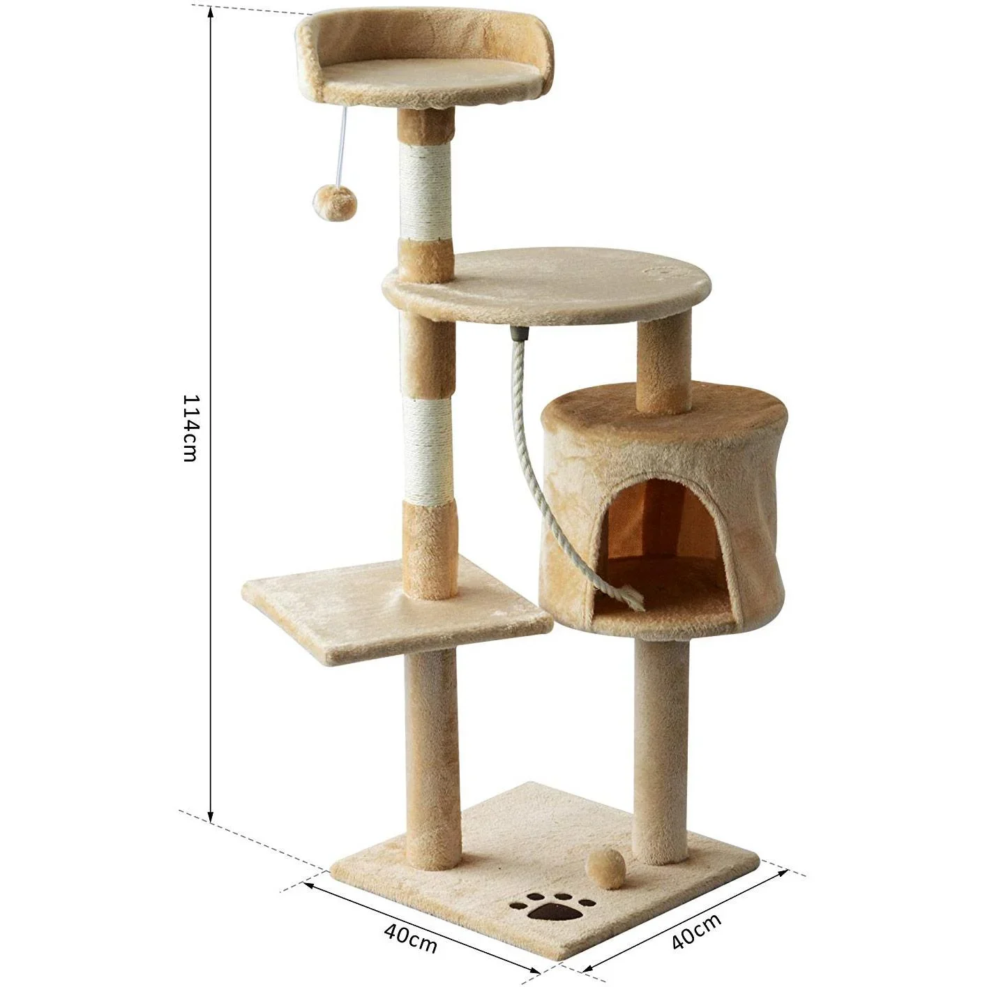 Katzenbaum Kratzbaum Schlafhöhle Spielbaum 4 Schichte Beige - 1