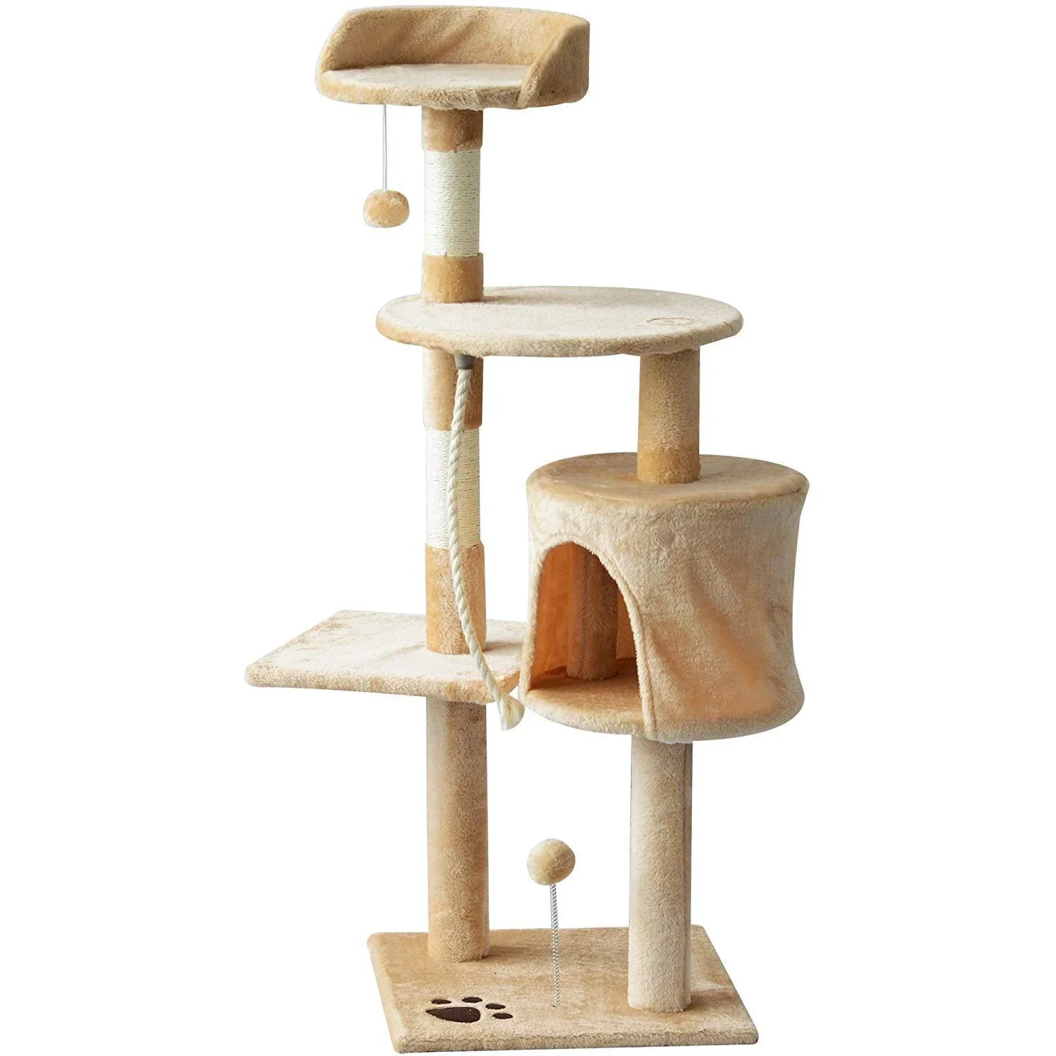 Katzenbaum Kratzbaum Schlafhöhle Spielbaum 4 Schichte Beige - 3