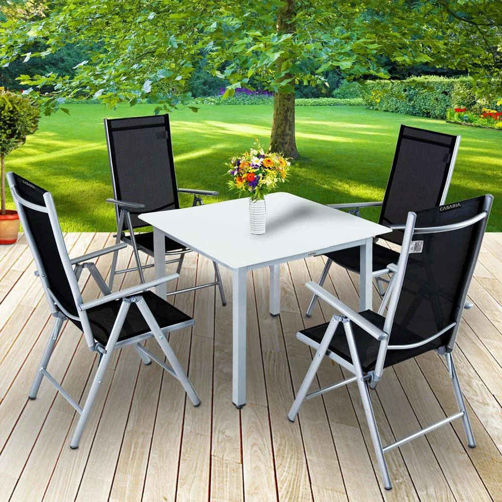 Gartenset Bern 4+1 in alusilber mit Mattglas - 3