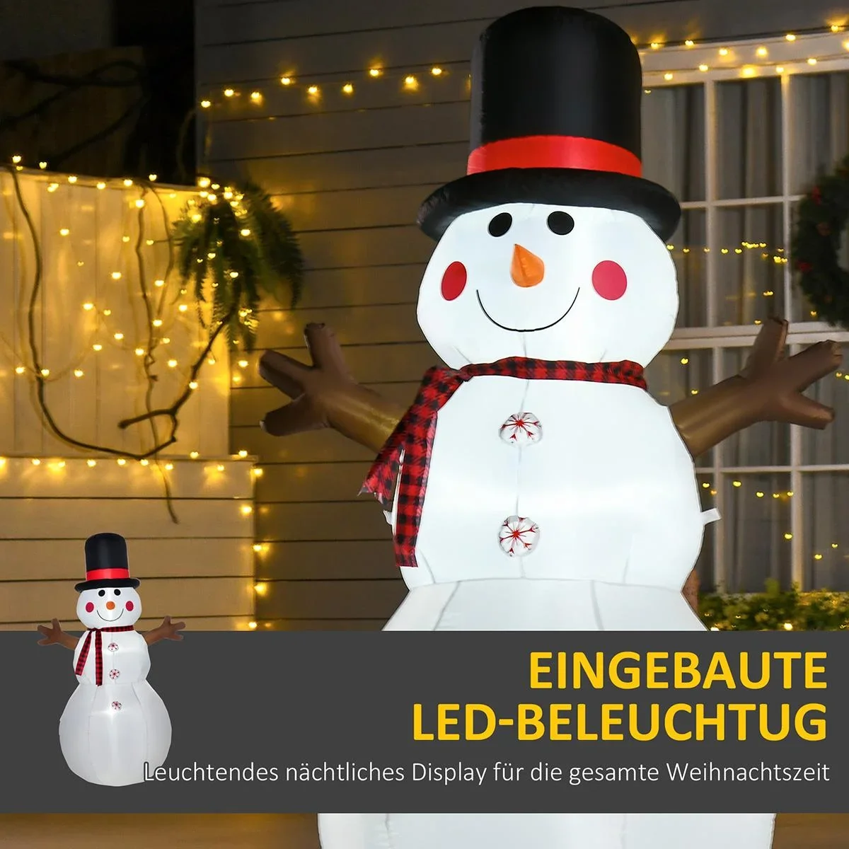 Weihnachten aufblasbarer Schneemann 100 cm x 80 cm x 182 cm | Aosom.de - 4