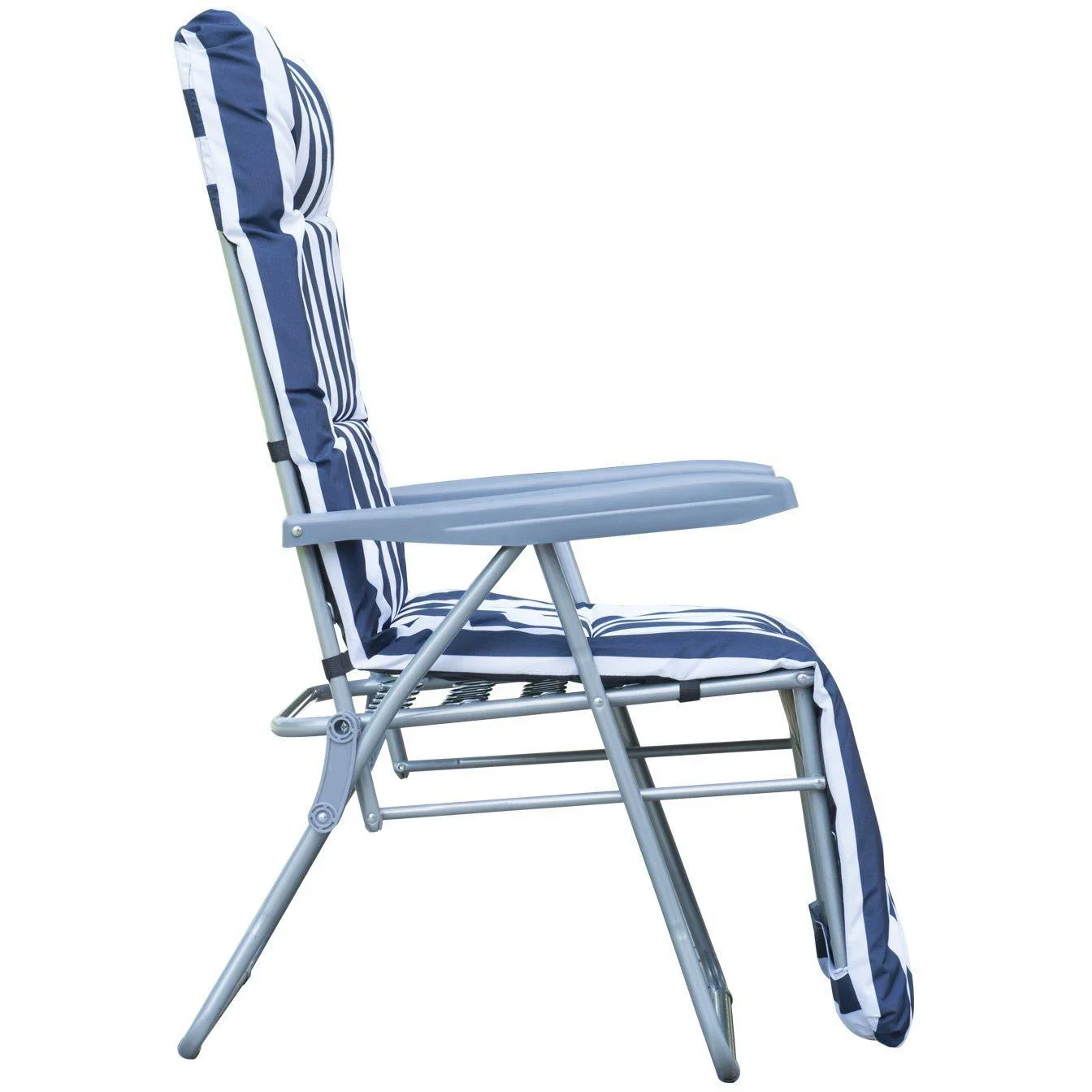 2 x Klappstühle Sonnenliege Armlehne klappbar Blau/Weiß - 3