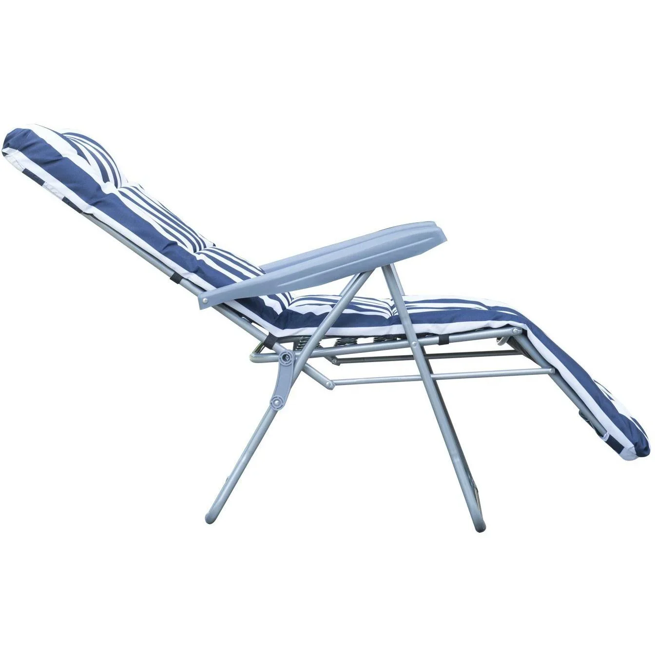 2 x Klappstühle Sonnenliege Armlehne klappbar Blau/Weiß - 4