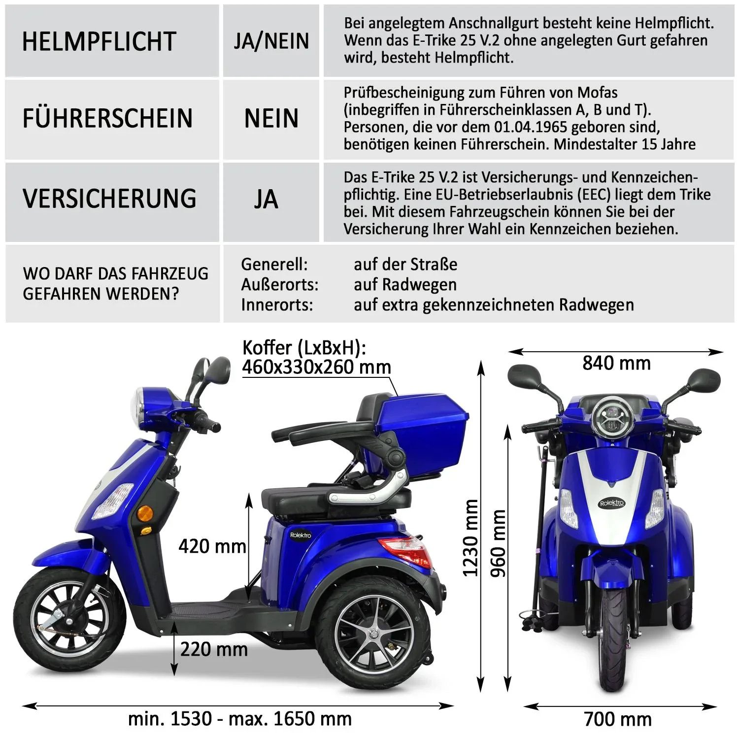 E-Trike 25 V.2, blau - 0