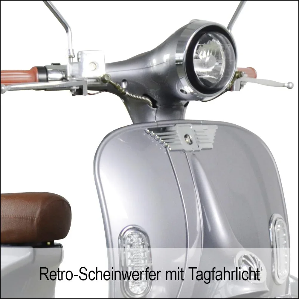 Retro E-Roller "Sizilia" 45 km/h mit Doppelakku mint - 1