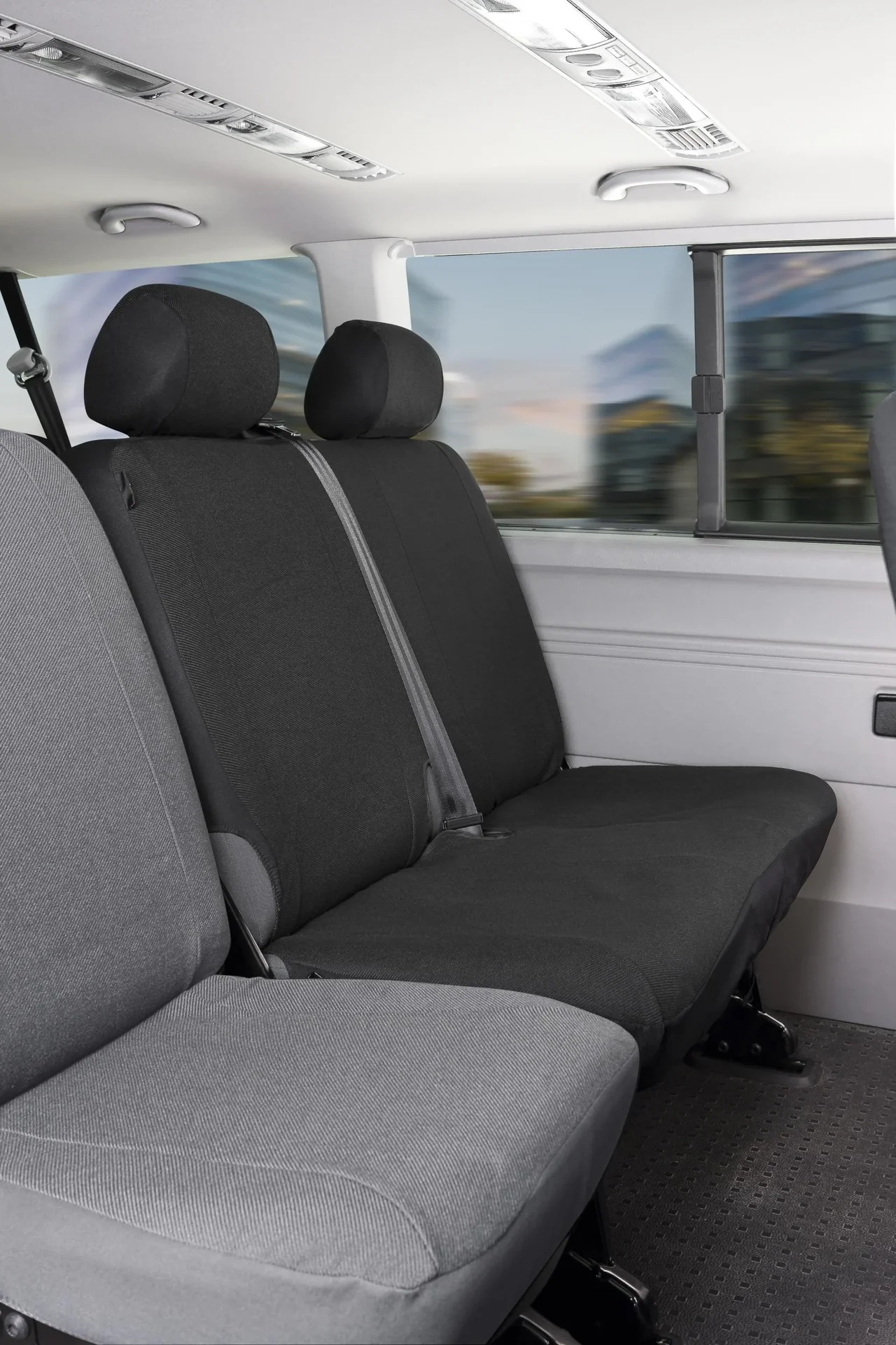 Passform Sitzbezüge VW T5 für Doppelbank hinten aus Stoff passend ab BJ 04/2003 bis 06/2015 - 0