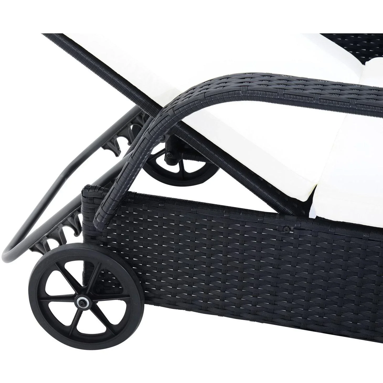 Sonnenliege Tisch 3er Set Gartenmöbel Polyrattan Schwarz - 3