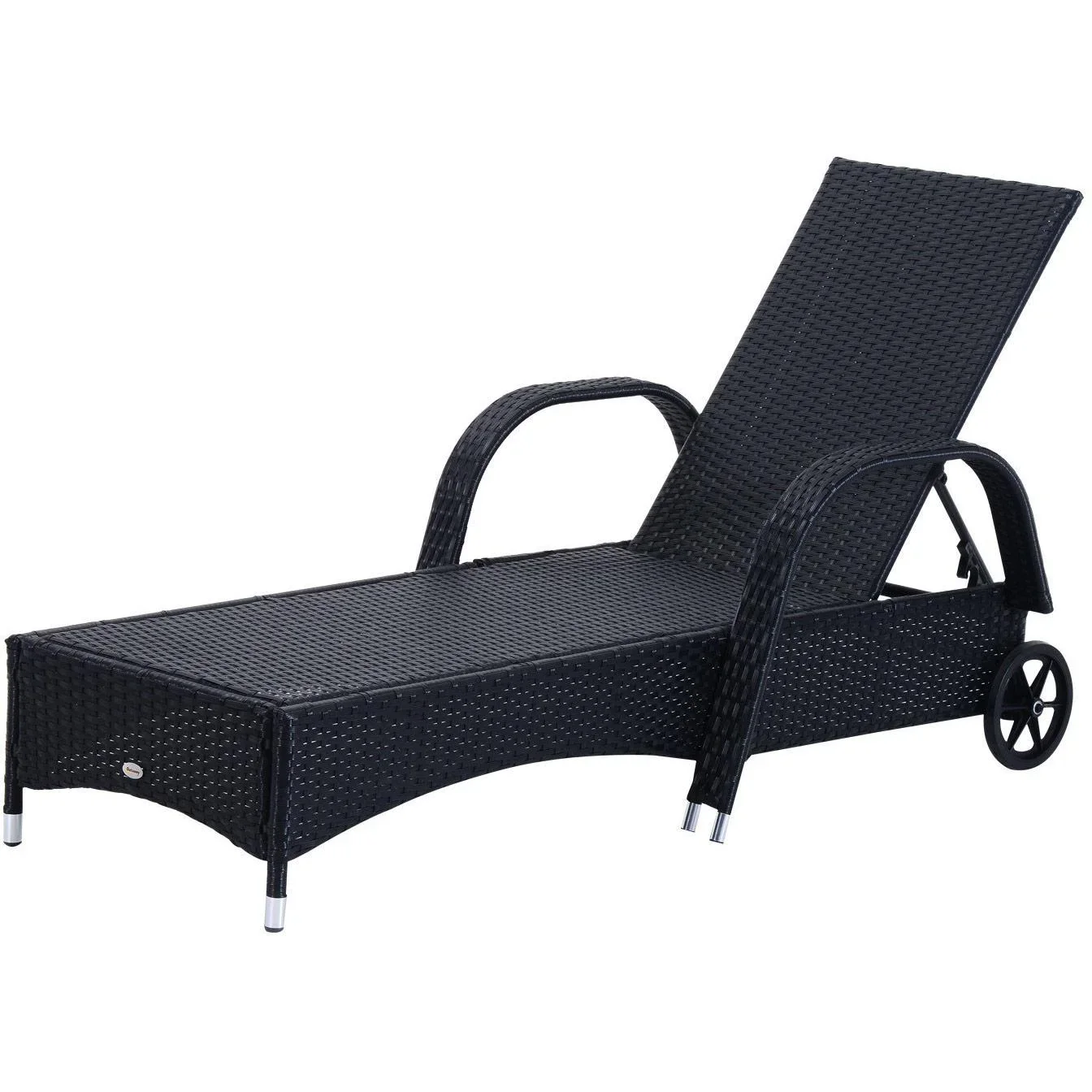 Sonnenliege Tisch 3er Set Gartenmöbel Polyrattan Schwarz - 6