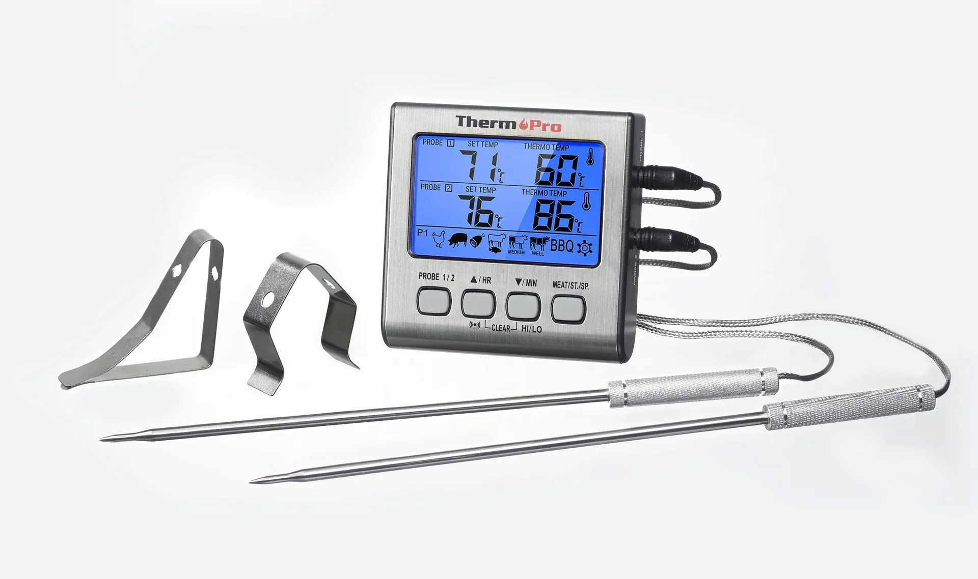 Grill-/ Bratenthermometer Dual, digital, mit 2 Temperatursensoren - 6