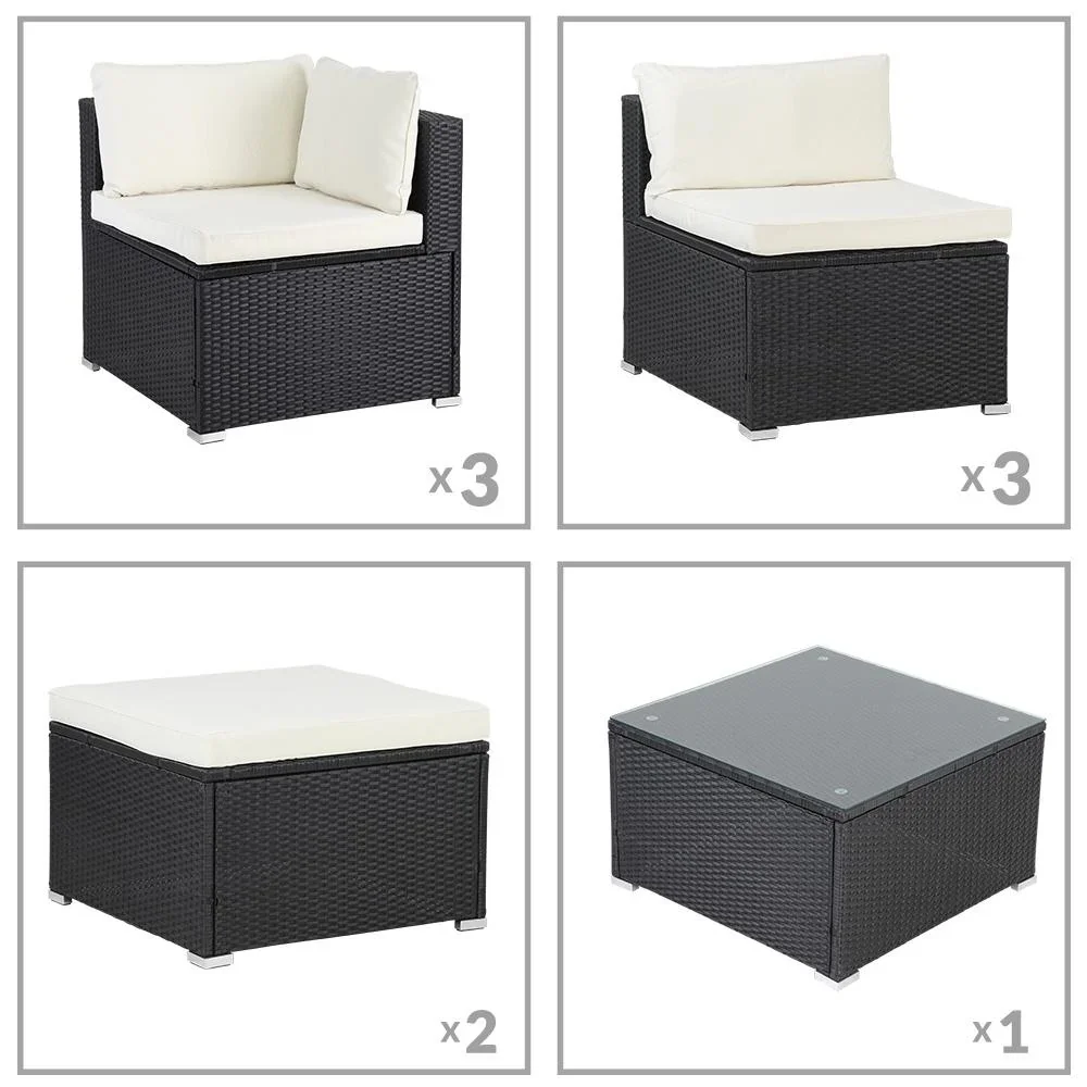 Polyrotan XL Lounge-Set 26-tlg. Schwarz - 1