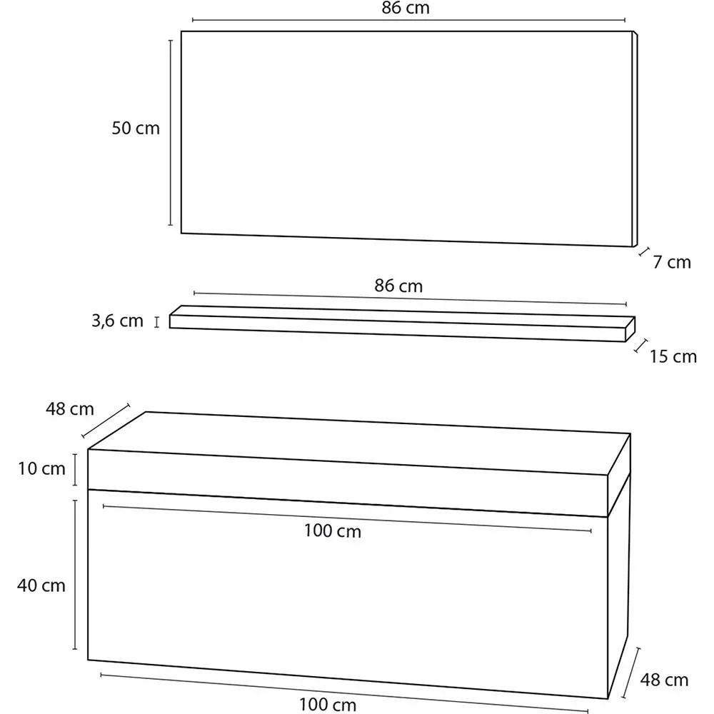 Badezimmermöbel Force 100 cm - Gris - 0